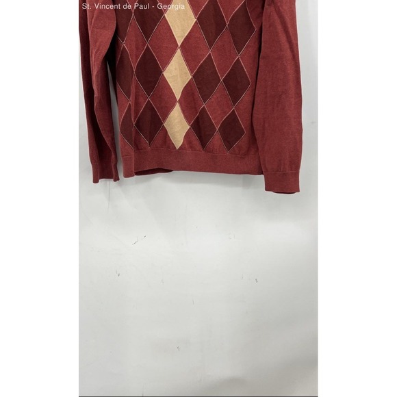 Tasso Bella Red Argyle Pullover 1/4 Zip Sweater Men's L 100% Cotton - Picture 2 of 7